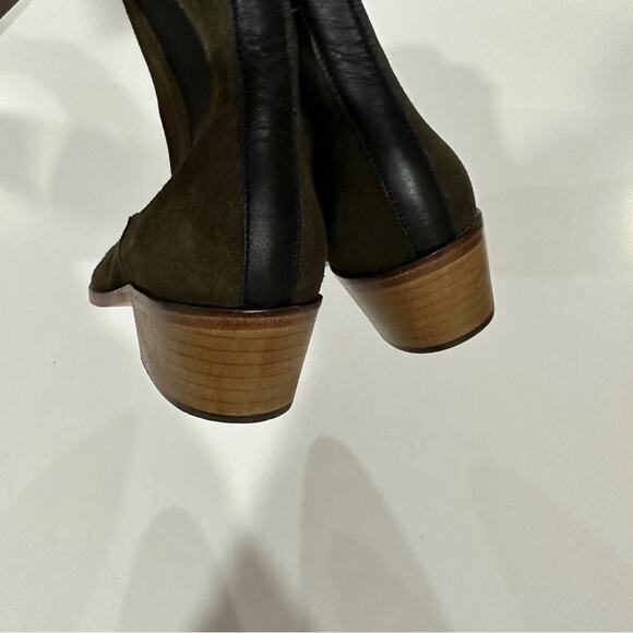 Matt Bernson Olive Green Suede Leather‎ Chelsea Booties Size 10 - Picture 9 of 11